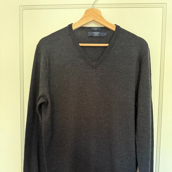 J. Crew 100% Merino Wool Sweater - Men's Medium Slim Charcoal Gray - Picture 1 of 5